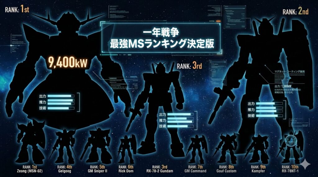 一年戦争の強いモビルスーツまとめ｜原作設定ベースで最強候補を整理